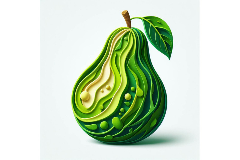 04-vector-paper-cut-green-pear-fruit-cut-sh