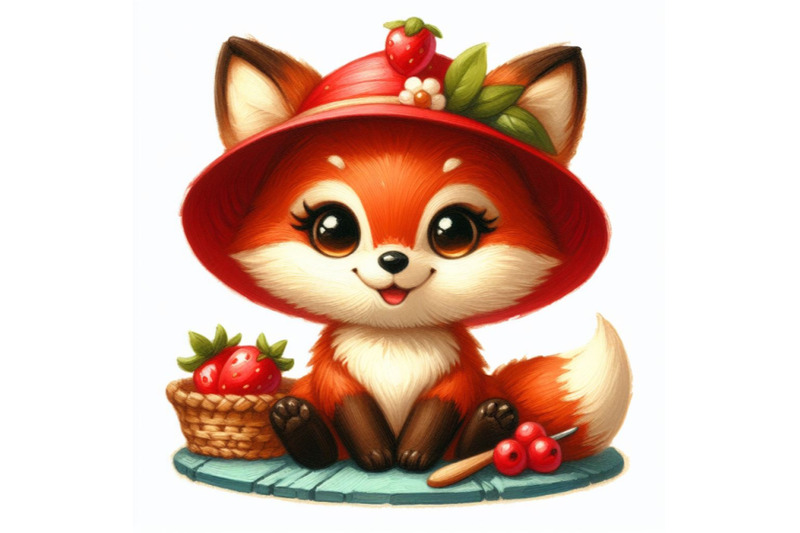 04-cute-fox-cartoon-with-red-hat