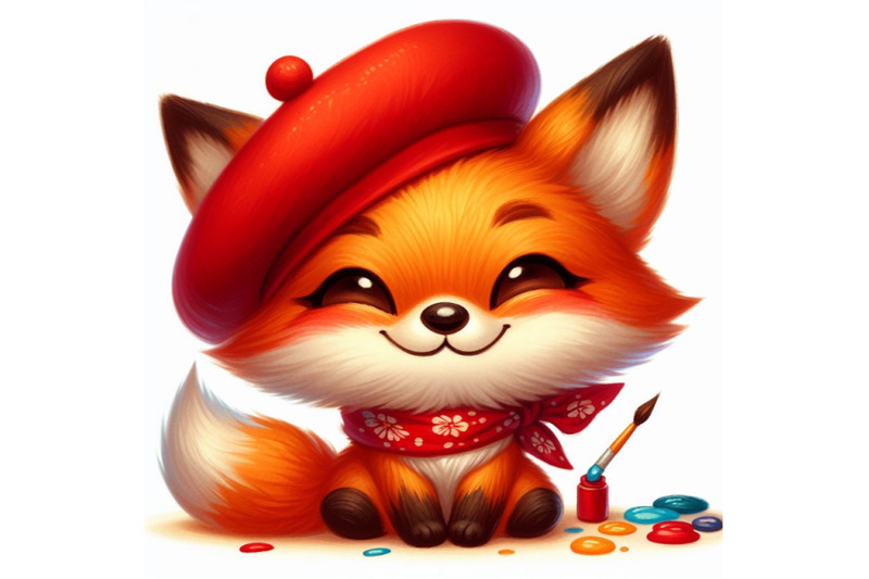 04-cute-fox-cartoon-with-red-hat