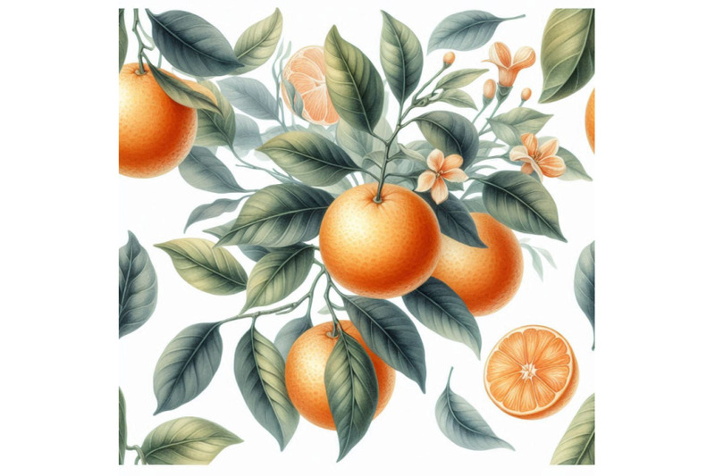 watercolor-mandarine-orange-fruit-branch-with-le