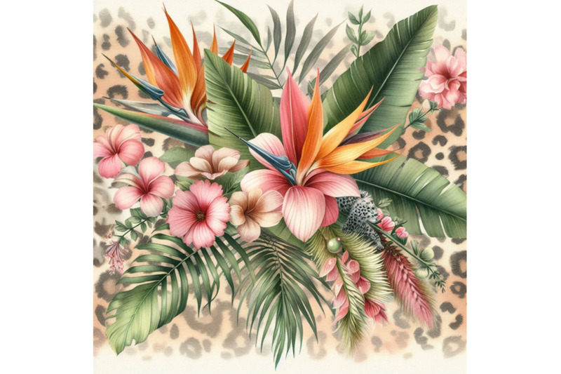 tropical-watercolor-flowers-and-leaves-on-animal-p