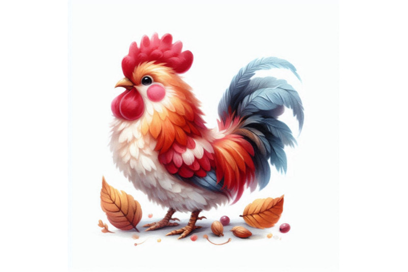 watercolor-cute-rooster