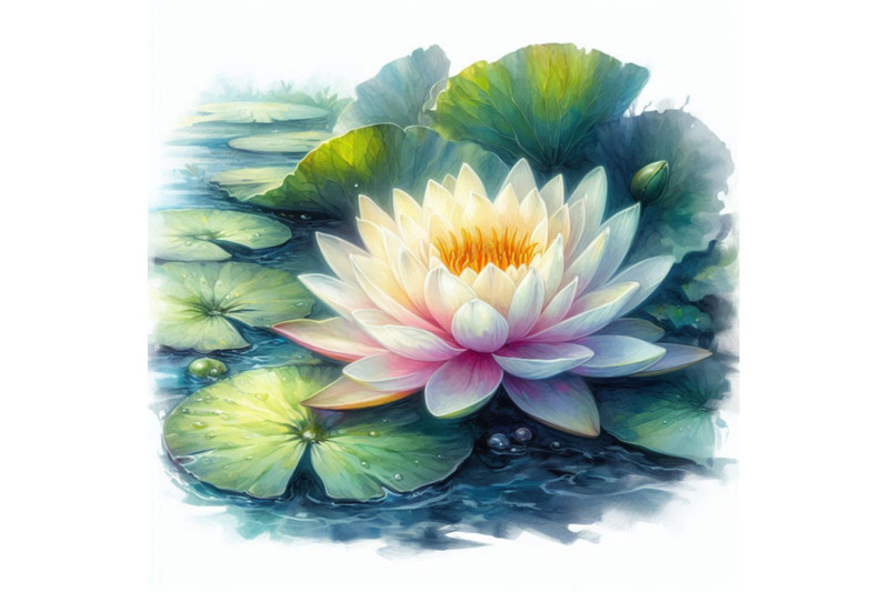 watercolor-beautiful-water-lily