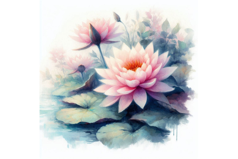 watercolor-beautiful-water-lily