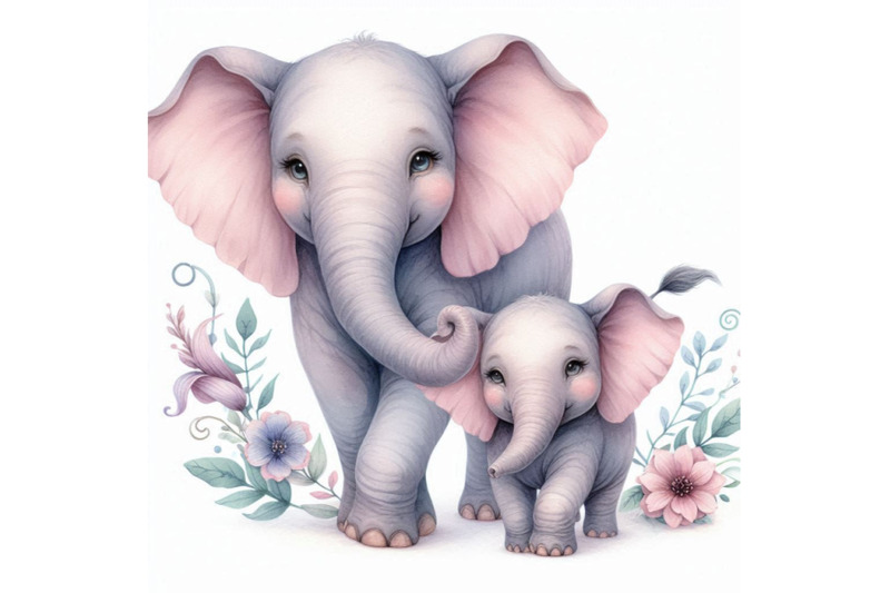 watercolor-pair-of-lovely-elephants-isolated-on-wh