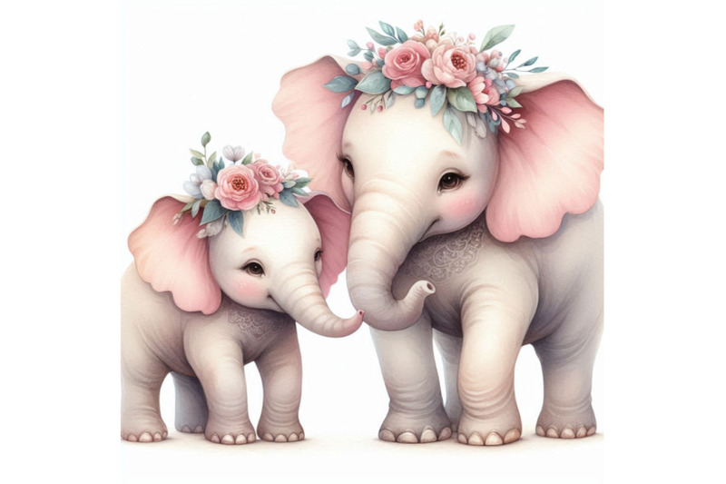 watercolor-pair-of-lovely-elephants-isolated-on-wh