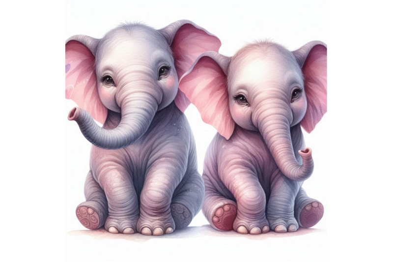 watercolor-pair-of-lovely-elephants-isolated-on-wh