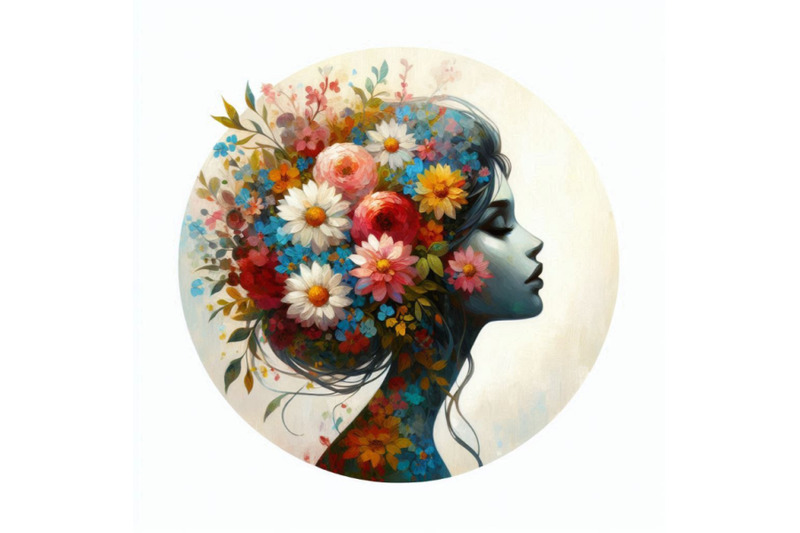 beautiful-spring-girl-silhouette-floral-woman-head-in-circle