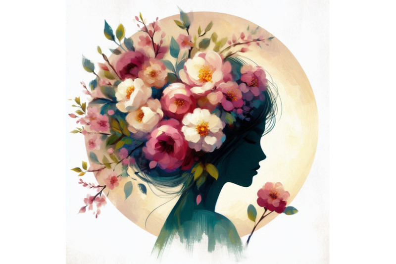 beautiful-spring-girl-silhouette-floral-woman-head-in-circle