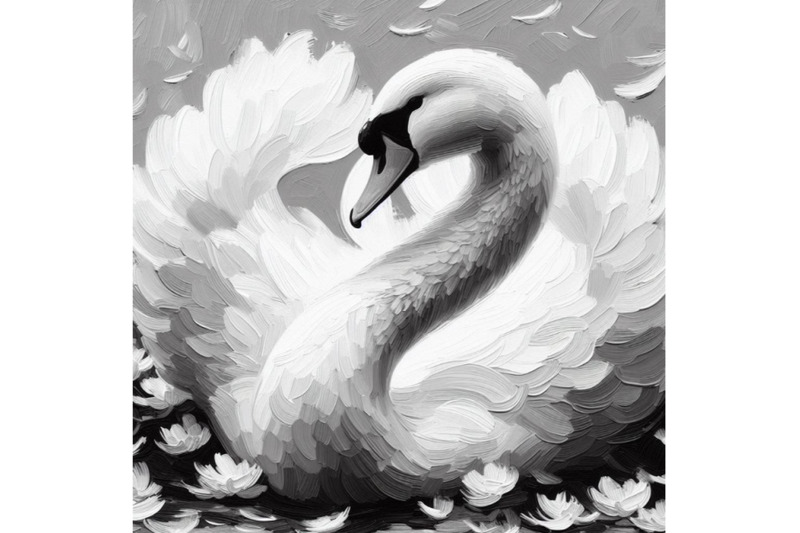 04-white-swan-with-long-plumage-in-monoc