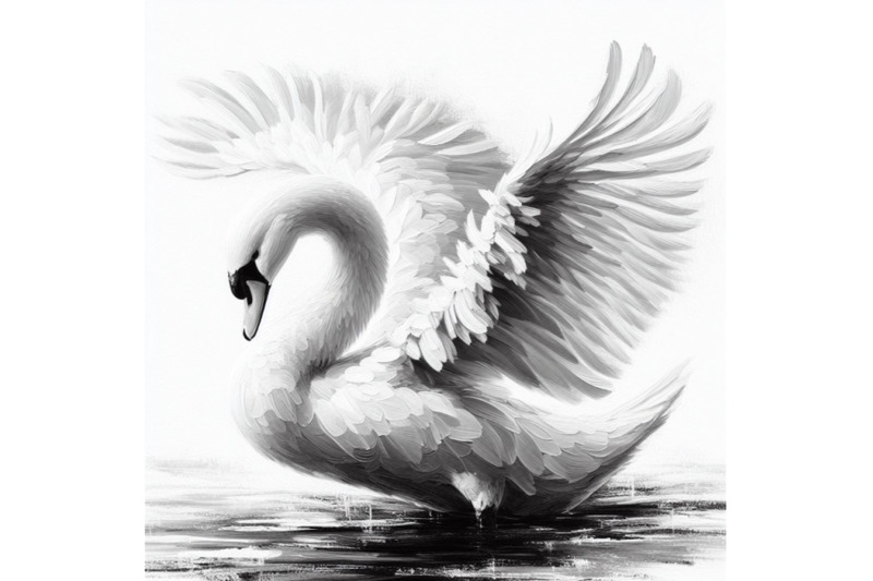 04-white-swan-with-long-plumage-in-monoc