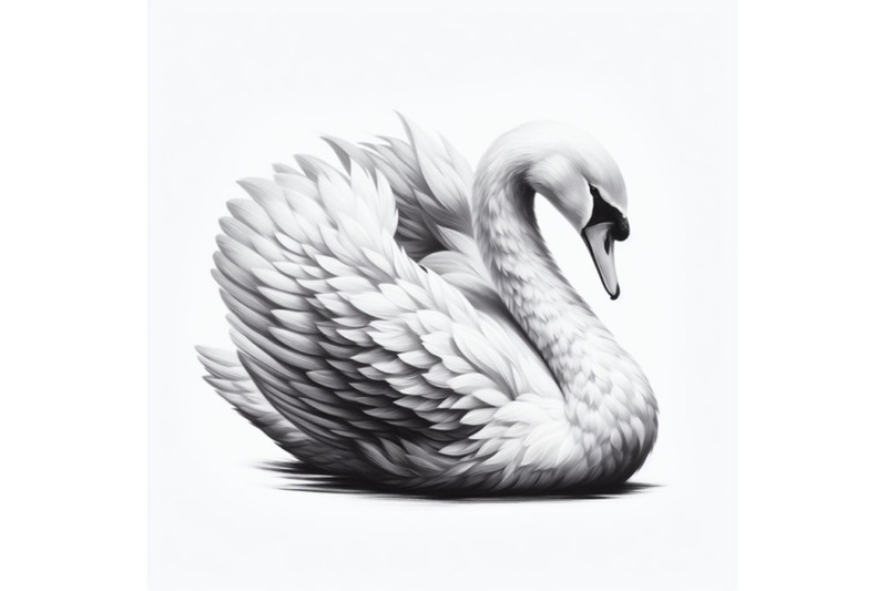 04-white-swan-with-long-plumage-in-monoc