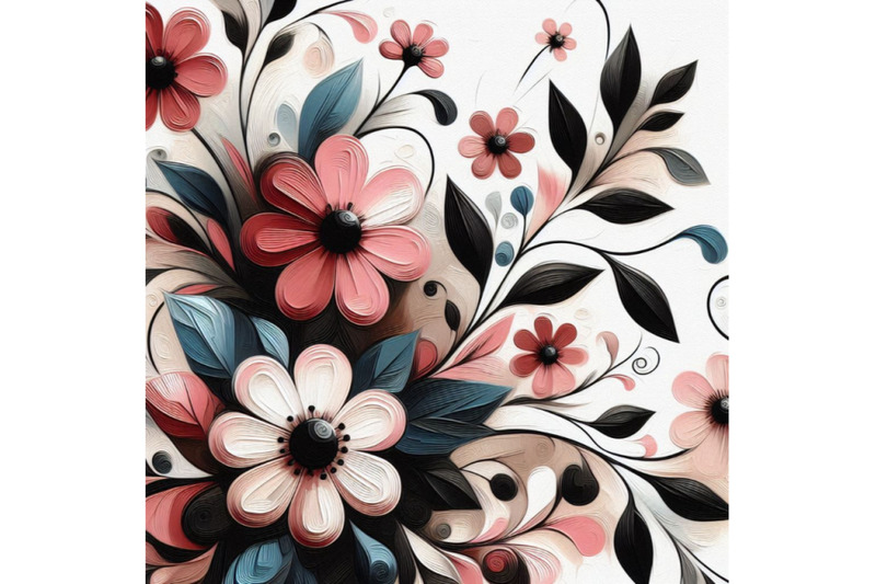 retro-spring-flowers-stylized-abstract-pink-and-black-flowers