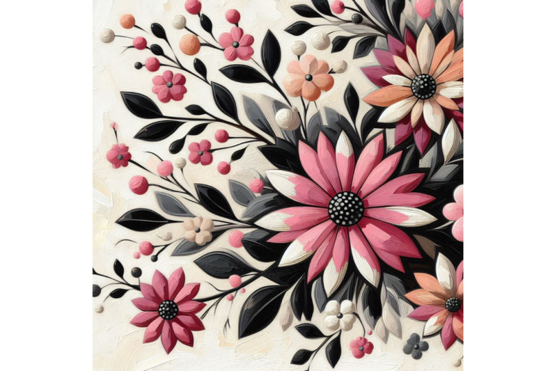 retro-spring-flowers-stylized-abstract-pink-and-black-flowers