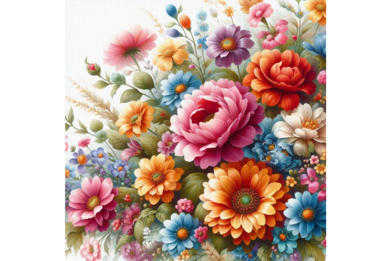 multi-colored-flowers-in-the-white-background