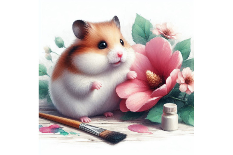 05-cute-hamster-with-painted-flower