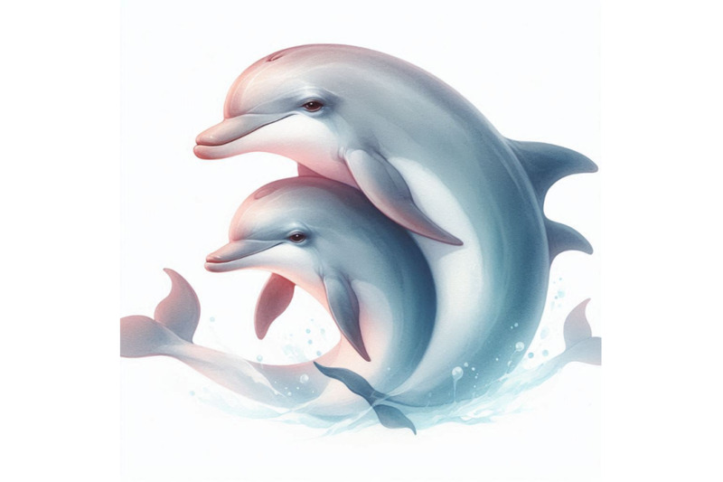 watercolor-pair-of-lovely-dolphins-isolated-on-whit