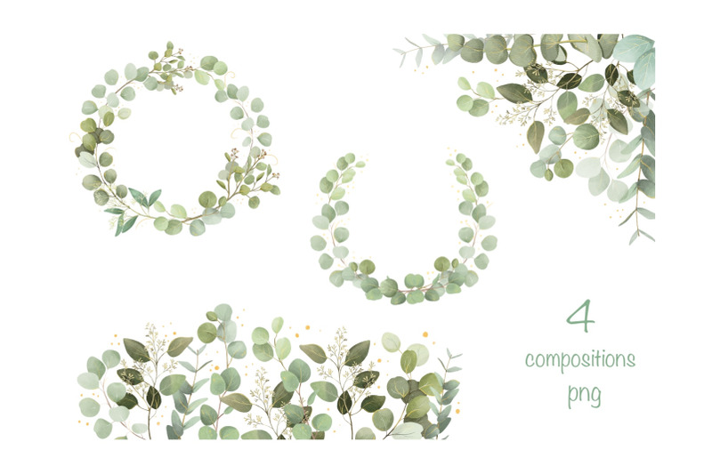 watercolor-eucalyptus-clipart-green-leaves-frame-png