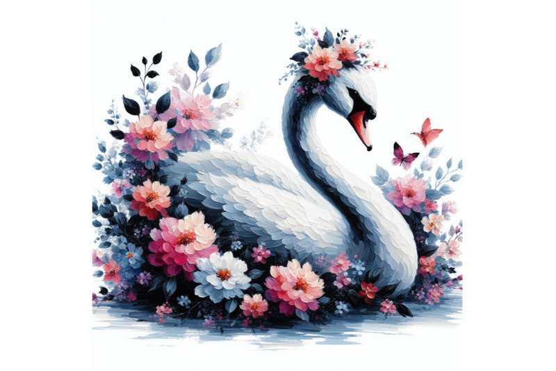 05-beautiful-swan-silhouette-with-flowers