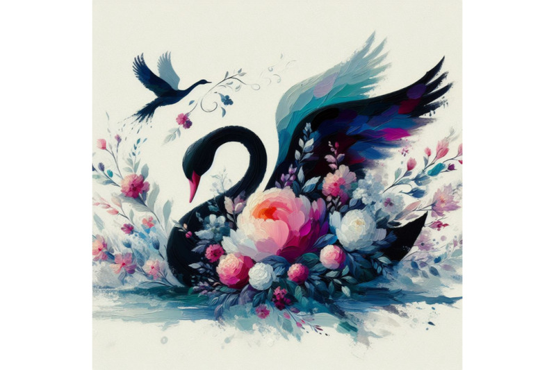 05-beautiful-swan-silhouette-with-flowers