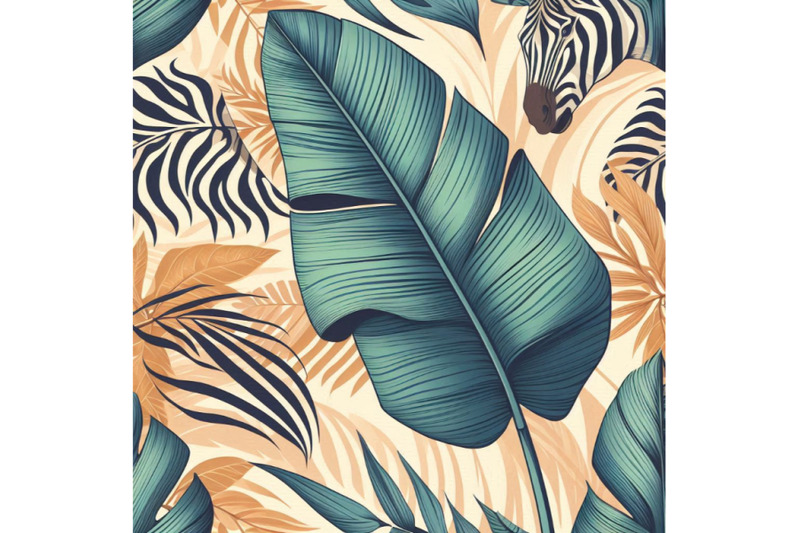 banana-leaf-on-animal-print-seamless-pattern-unu