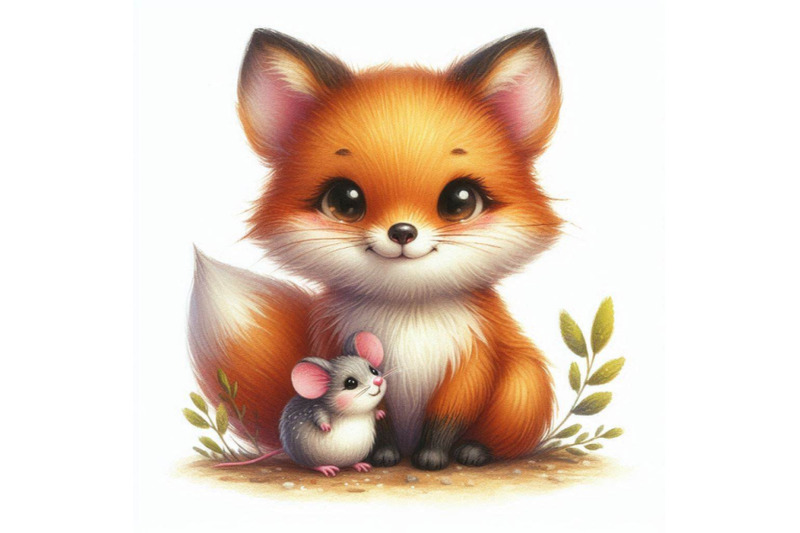 little-cute-watercolor-lovely-fox-with-mouse-isolate-on-white-ba