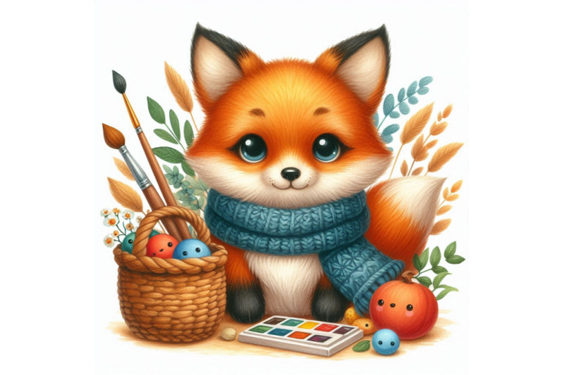 cute-watercolor-cartoon-fox-isolate-on-white-background