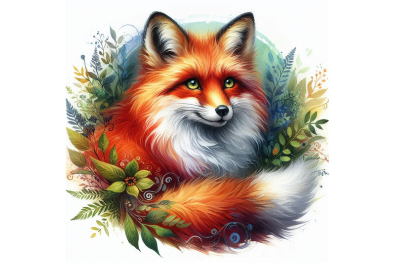 watercolor-fox-isolate-on-white-background