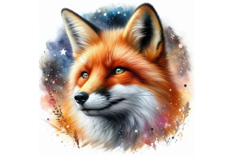 watercolor-fox-isolate-on-white-background