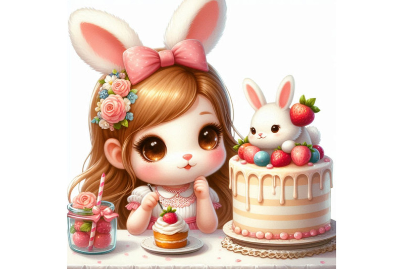 cute-little-bunny-girl-with-cake-isolate-on-white-background