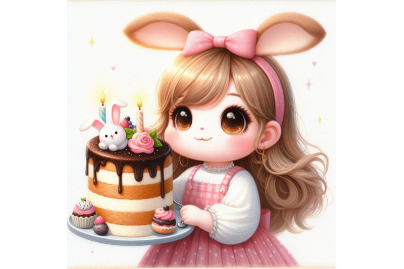 cute-little-bunny-girl-with-cake-isolate-on-white-background