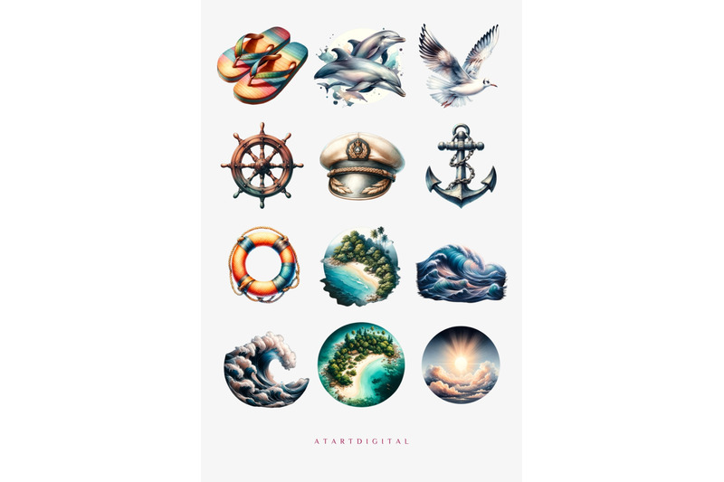 ocean-adventure-bundle-cruise-travel-clipart-watercolor-clipart-for