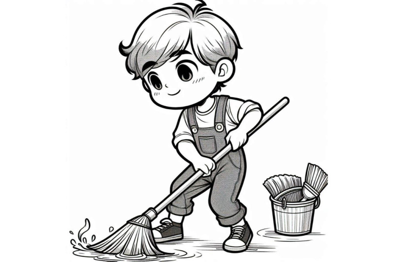 a-boy-diligently-sweep-floor