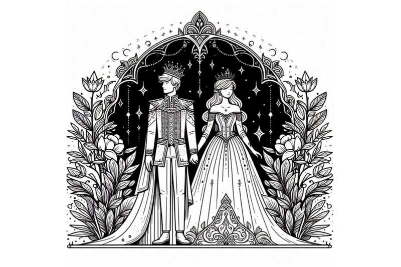 prince-and-princess-wedding-on-white-background