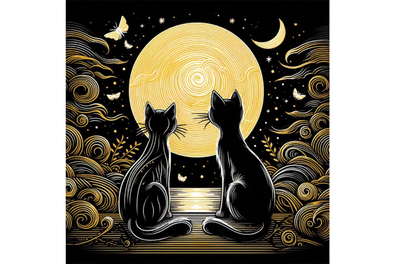 couple-of-cats-watching-the-moonlight