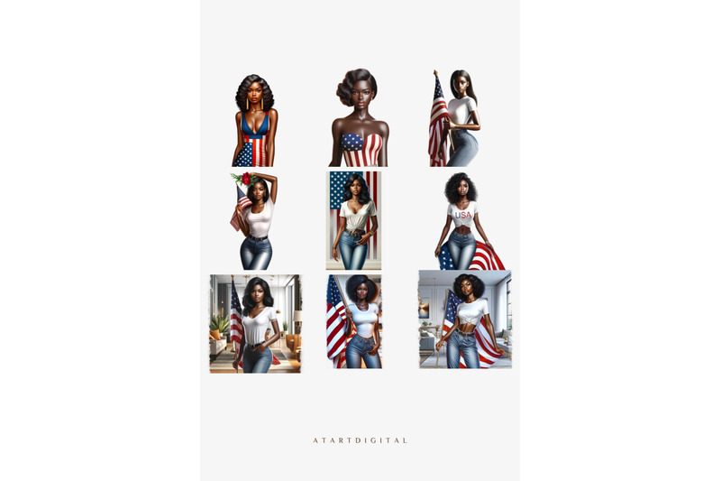 usa-black-woman-clipart-pack-fourth-of-july