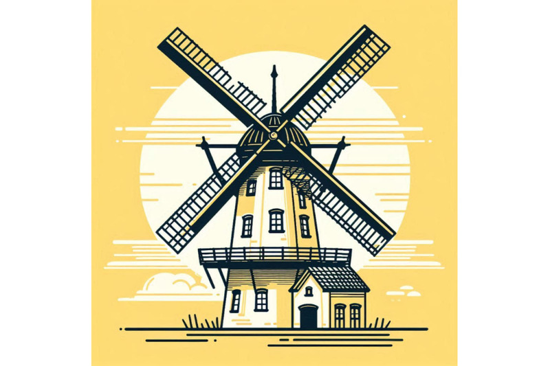 windmill-building-on-white-background