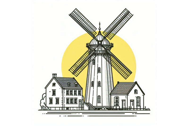 windmill-building-on-white-background