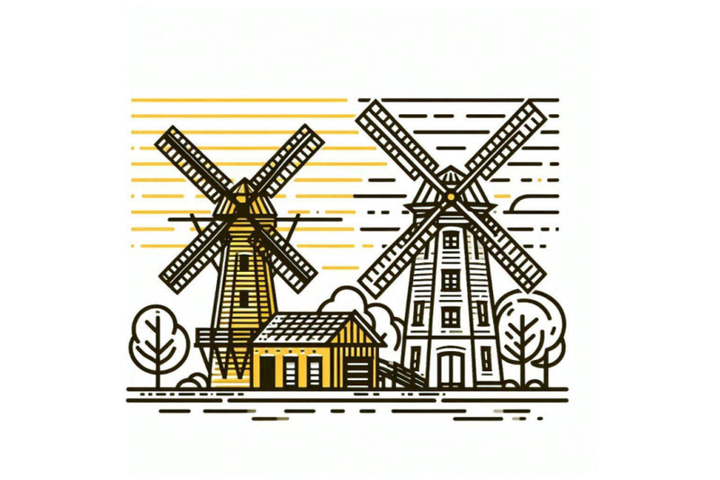 windmill-building-on-white-background