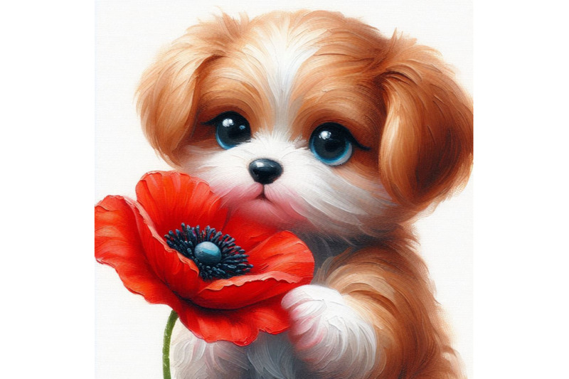 cute-dog-holding-a-red-poppy