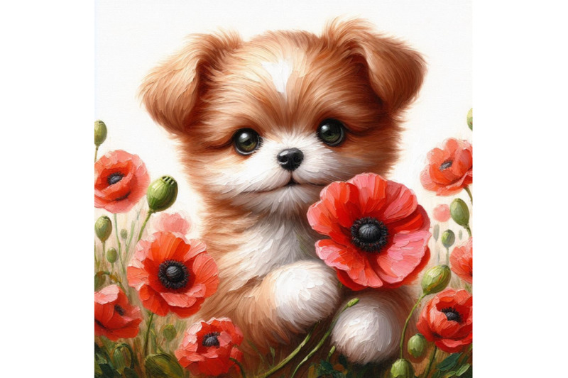 cute-dog-holding-a-red-poppy