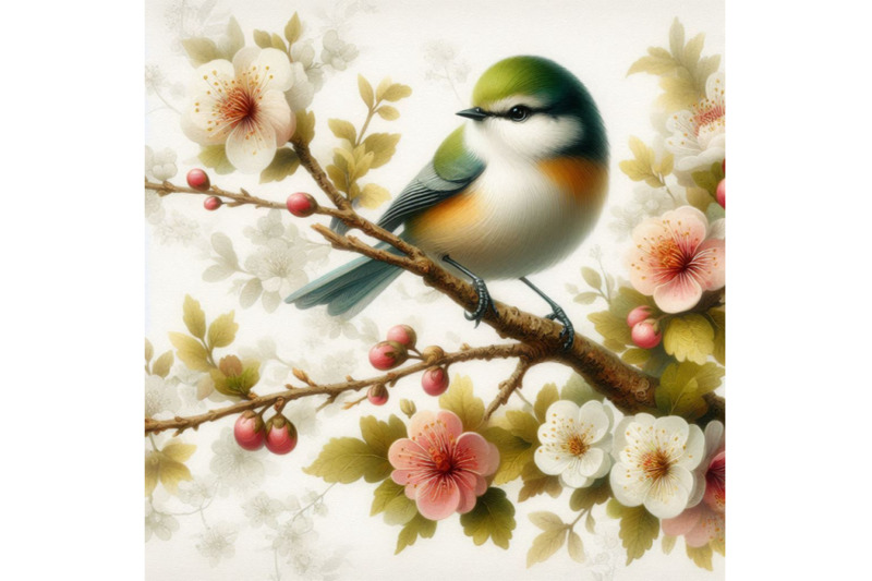 05-vintage-floral-card-bird-on-a-blooming