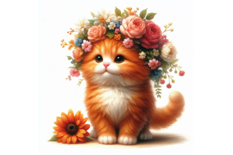 06-a-cute-orange-cat-with-flowers-on-his-hea