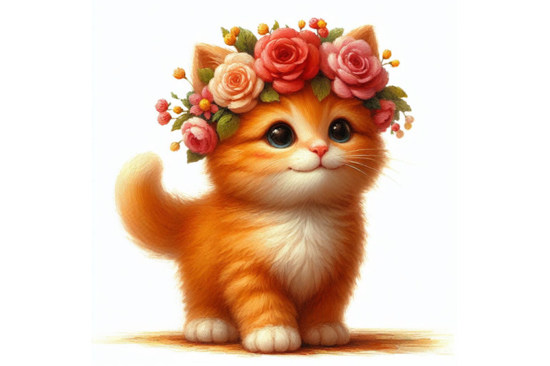 06-a-cute-orange-cat-with-flowers-on-his-hea