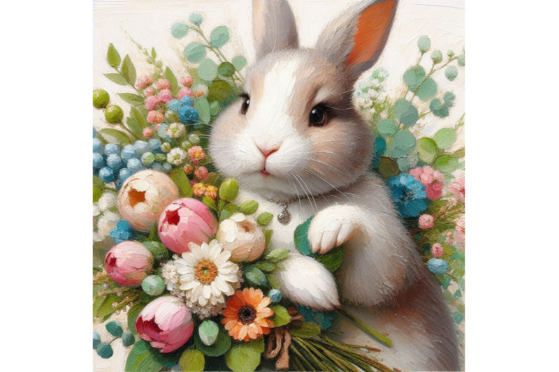 06-a-rabbit-bunny-with-a-bouquet-of-flowers