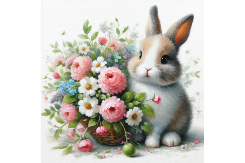 06-a-rabbit-bunny-with-a-bouquet-of-flowers