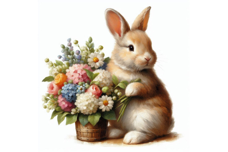 06-a-rabbit-bunny-with-a-bouquet-of-flowers