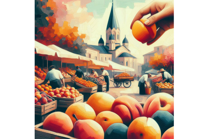 06-abstract-peach-fruit-market-retro-poster