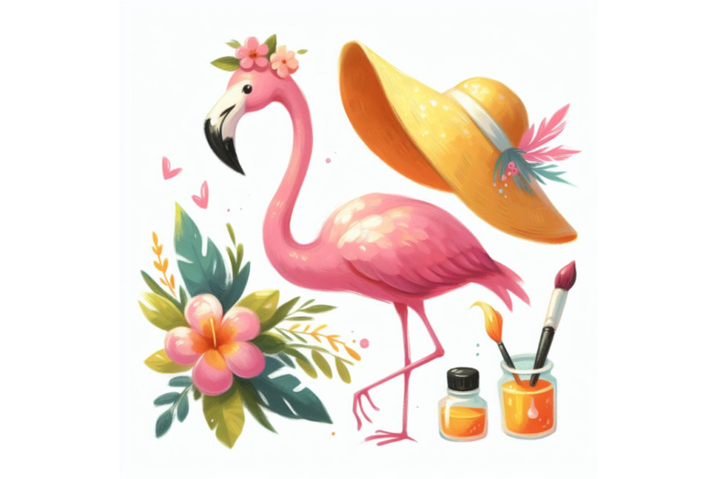 06-cartoon-flat-cute-flamingo-birds-summer