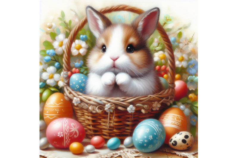 06-easter-bunny-with-decorated-eggs-in-bas